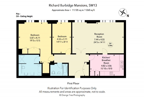 Floor Plan Image for 2 Bedroom Apartment to Rent in Richard Burbidge Mansions,  Barnes SW13