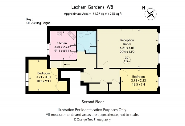 Floor Plan for 2 Bedroom Apartment to Rent in Lexham Gardens, Kensington, London, W8, 5JJ - £519 pw | £2250 pcm