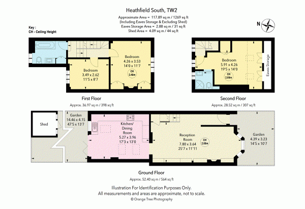 Floor Plan Image for 3 Bedroom Terraced House to Rent in Heathfield South, Twickenham