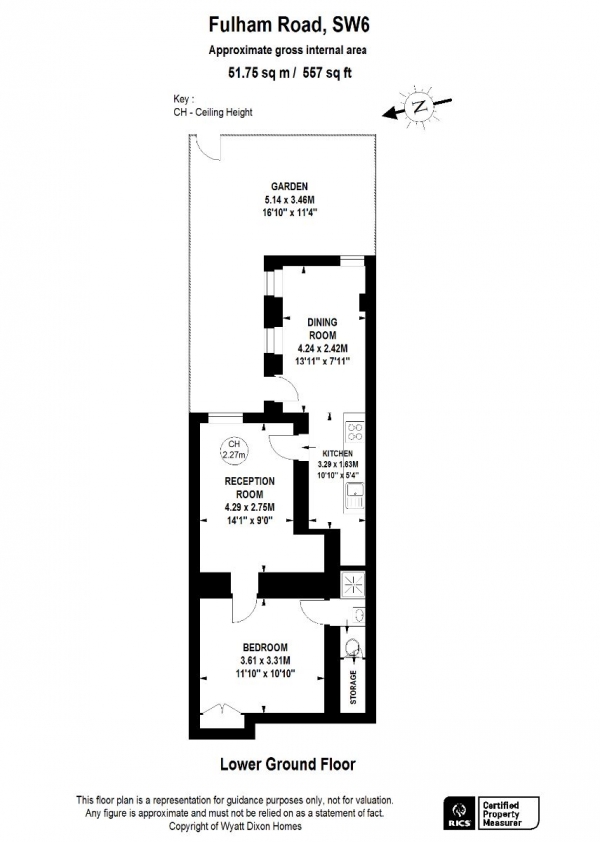 Floor Plan for 1 Bedroom Flat to Rent in Fulham Road, Fulham, SW6, SW6, 5HQ - £519 pw | £2250 pcm