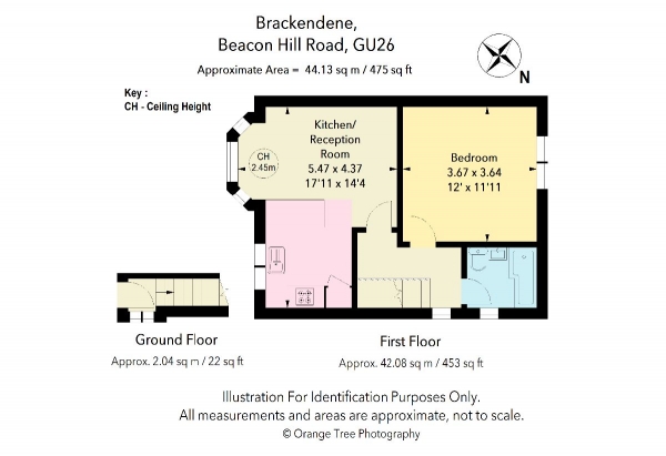 Floor Plan for 1 Bedroom Flat to Rent in 2 Brackendene, Beacon Hill Road, Hindhead, Surrey, GU26, 6QL - £253 pw | £1095 pcm