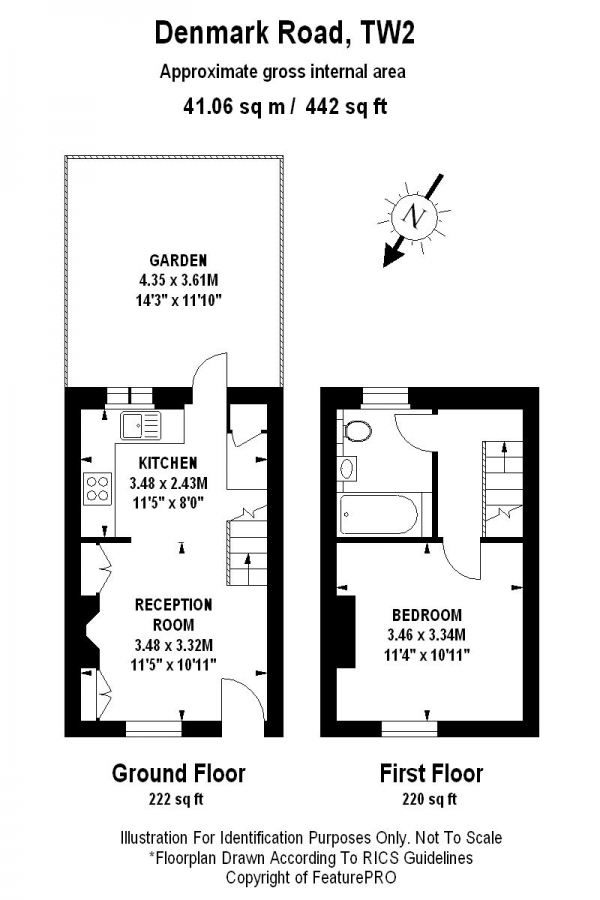 Floor Plan Image for 1 Bedroom Cottage for Sale in Denmark Road, Twickenham