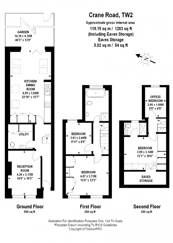 Floor Plan Image for 4 Bedroom Terraced House for Sale in Crane Road, Twickenham