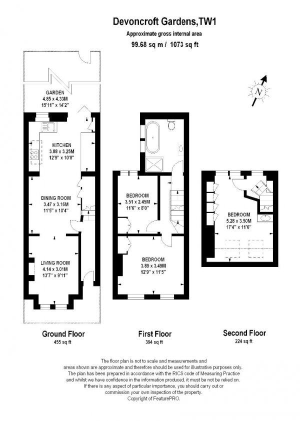 Floor Plan Image for 3 Bedroom Terraced House for Sale in Devoncroft Gardens, Twickenham