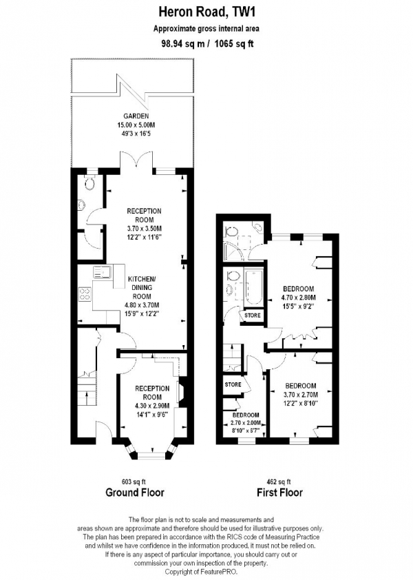 Floor Plan Image for 3 Bedroom Terraced House for Sale in Heron Road, St. Margaret's