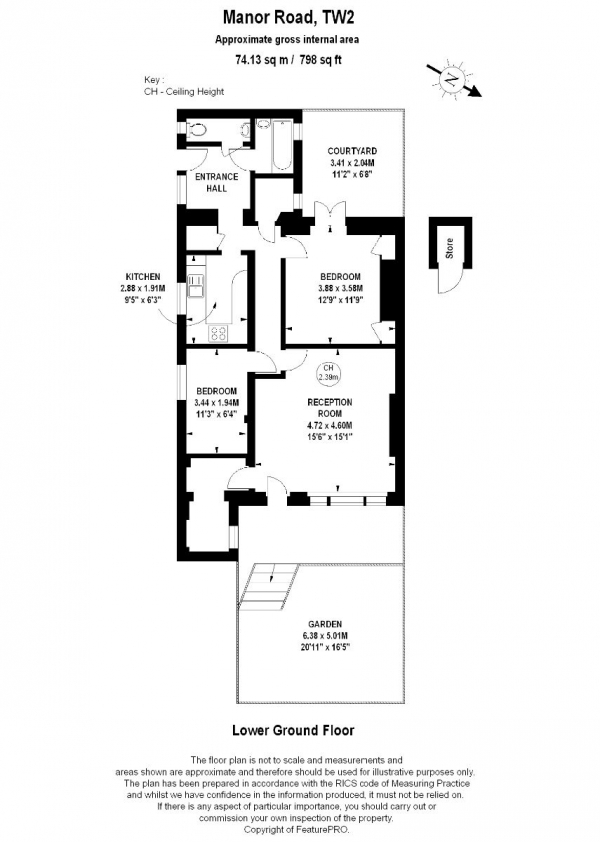 Floor Plan Image for 2 Bedroom Apartment for Sale in Manor Road, Twickenham