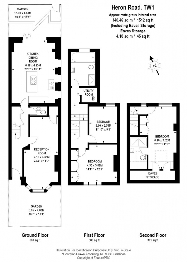 Floor Plan for 3 Bedroom Terraced House for Sale in Heron Road, St. Margaret's, TW1, 1PQ - Guide Price &pound950,000