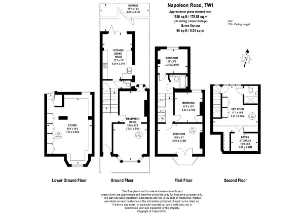 Floor Plan for 4 Bedroom Terraced House for Sale in Napoleon Road, St. Margaret's, TW1, 3EW - Guide Price &pound1,295,000