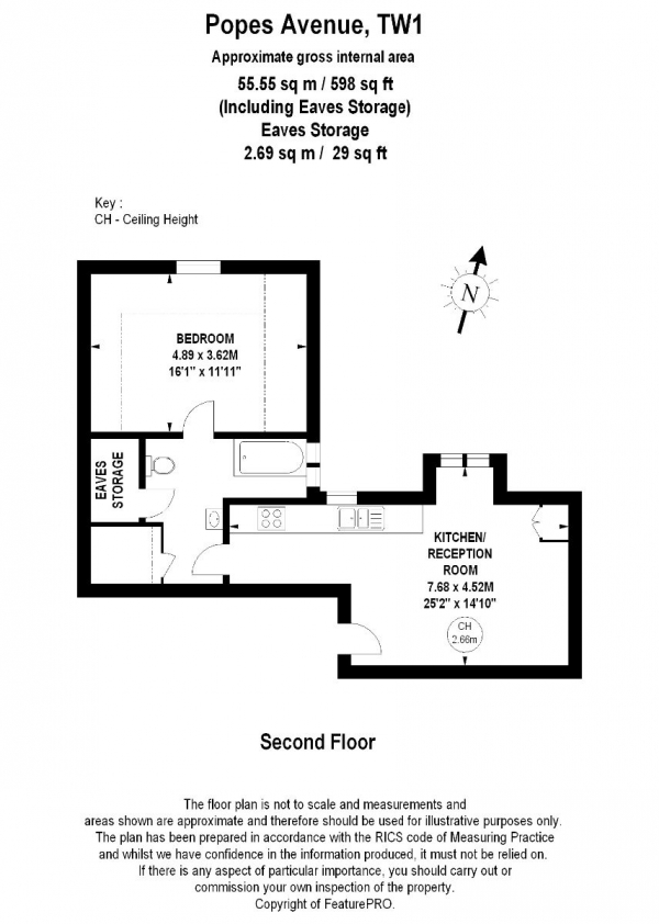 Floor Plan Image for 1 Bedroom Apartment for Sale in Popes Grove, Twickenham