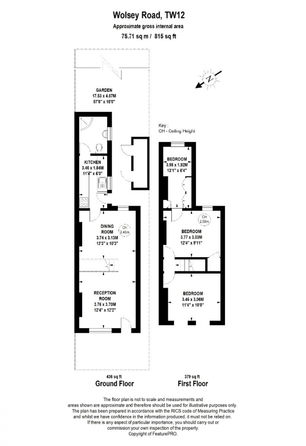 Floor Plan Image for 3 Bedroom Semi-Detached House for Sale in Wolsey Road, Hampton Hill