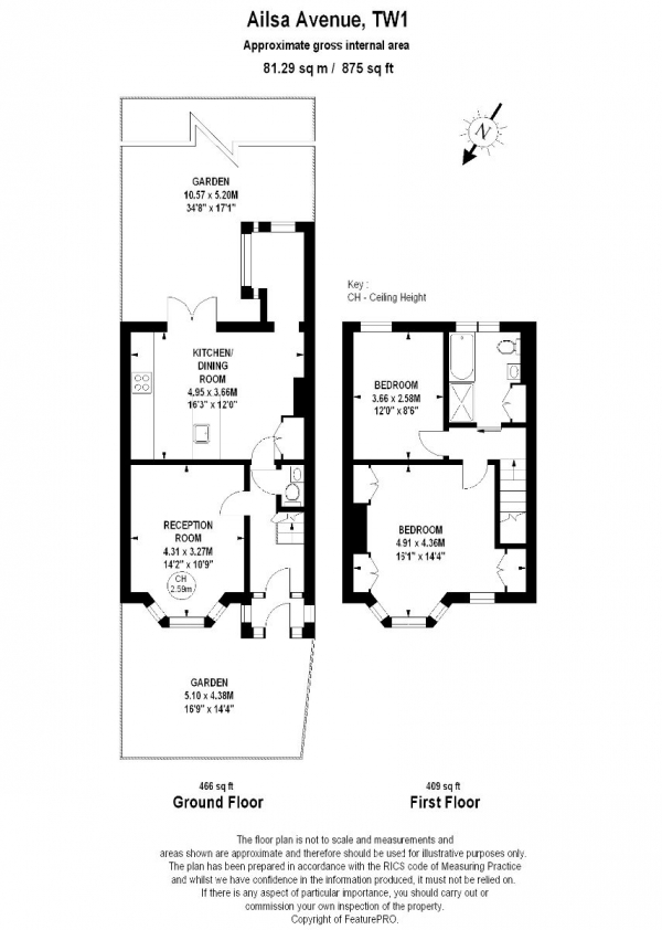 Floor Plan for 2 Bedroom Terraced House for Sale in Ailsa Avenue, St. Margaret's, TW1, 1NF - Offers Over &pound900,000