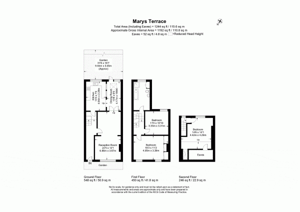 Floor Plan Image for 3 Bedroom Terraced House for Sale in Marys Terrace, Twickenham