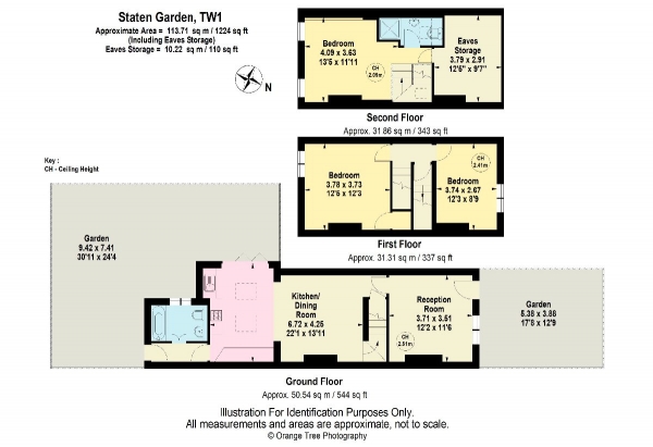 Floor Plan Image for 3 Bedroom End of Terrace House for Sale in Staten Gardens, Twickenham