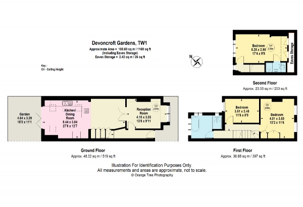 Floor Plan Image for 3 Bedroom Terraced House for Sale in Devoncroft Gardens, Twickenham, TW1