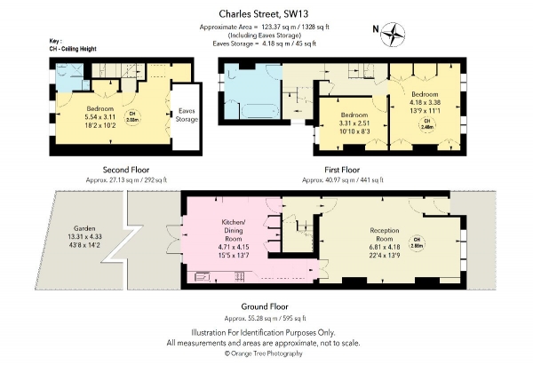 Floor Plan Image for 3 Bedroom Terraced House for Sale in Charles Street, Barnes, SW13