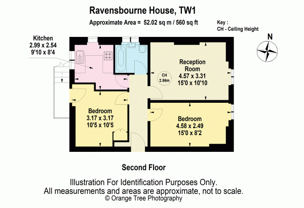 Floor Plan for 2 Bedroom Apartment for Sale in Arlington Road, East Twickenham, TW1, 2AX - Offers Over &pound450,000