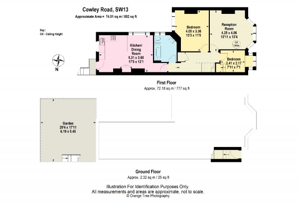 Floor Plan Image for 2 Bedroom Maisonette for Sale in Cowley Road, London, SW14