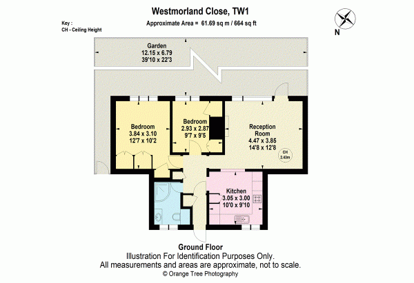 Floor Plan for 2 Bedroom Maisonette for Sale in Westmorland Close, St Margaret's, TW1, 1RR - Offers Over &pound525,000