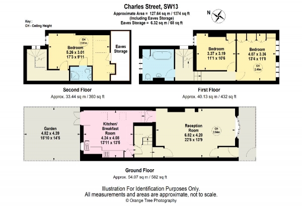 Floor Plan Image for 3 Bedroom Terraced House for Sale in Charles Street, Barnes, SW13