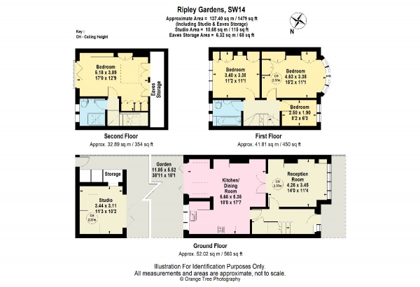 Floor Plan Image for 4 Bedroom Terraced House for Sale in Ripley Gardens, London, SW14