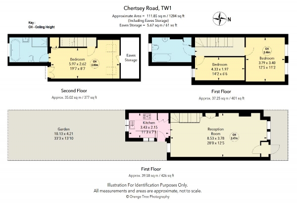 Floor Plan for 3 Bedroom Terraced House for Sale in Chertsey Road, St Margaret's, TW1, 1JQ -  &pound775,000