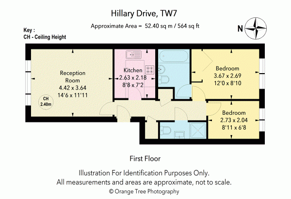 Floor Plan for 2 Bedroom Apartment for Sale in Hillary Drive, Isleworth, TW7, 7EG - OIRO &pound320,000