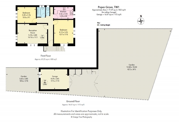 Floor Plan Image for 2 Bedroom Maisonette for Sale in Popes Grove, Twickenham