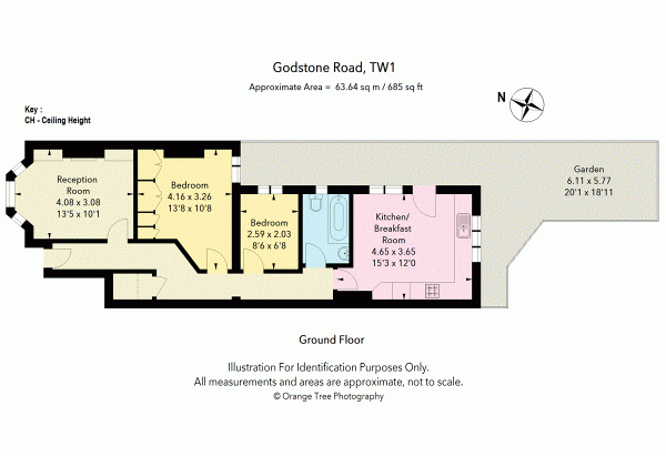Floor Plan for 2 Bedroom Maisonette for Sale in Godstone Road, St Margaret's, TW1, 1JX -  &pound639,950