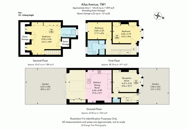 Floor Plan for 3 Bedroom Terraced House for Sale in Ailsa Avenue, St. Margaret's, TW1, 1NF -  &pound975,000
