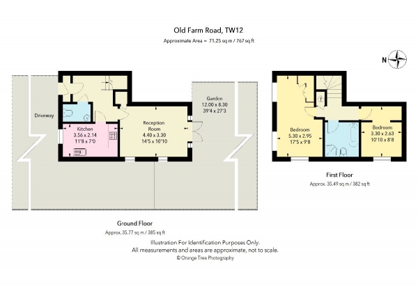 Floor Plan for 2 Bedroom Semi-Detached House for Sale in Old Farm Road, Hampton, TW12, 3RL - Guide Price &pound625,000
