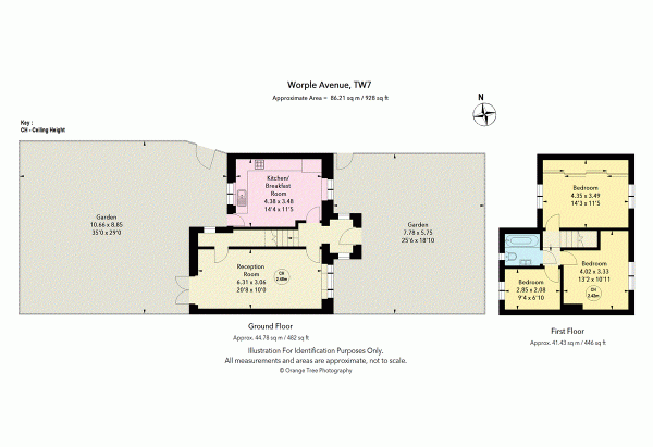 Floor Plan for 3 Bedroom Semi-Detached House for Sale in Worple Avenue, Isleworth, TW7, 7JG -  &pound550,000
