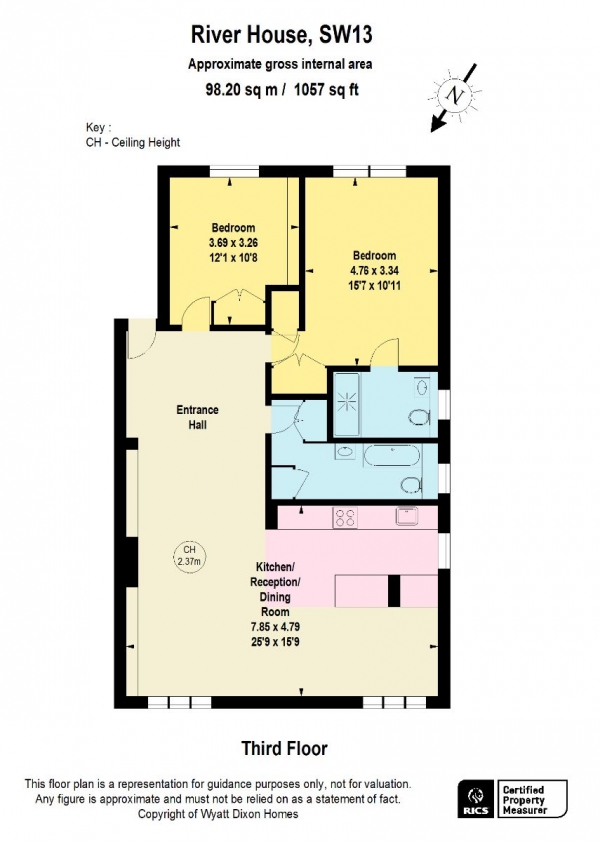 Floor Plan Image for 2 Bedroom Apartment for Sale in River House,  The Terrace, Barnes, SW13