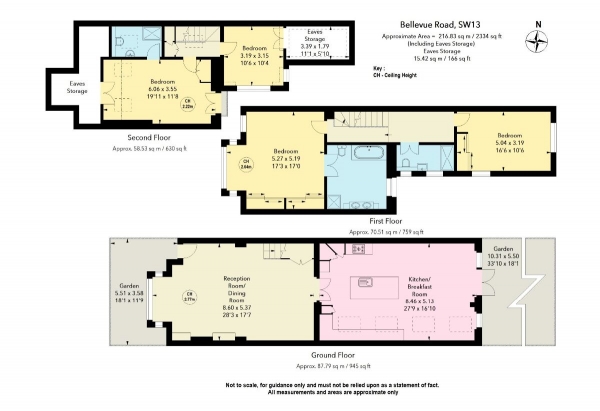 Floor Plan Image for 4 Bedroom Terraced House for Sale in Bellevue Road, Barnes, SW13