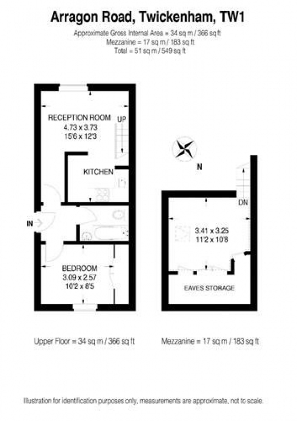 Floor Plan Image for 1 Bedroom Apartment for Sale in Arragon Road, Twickenham