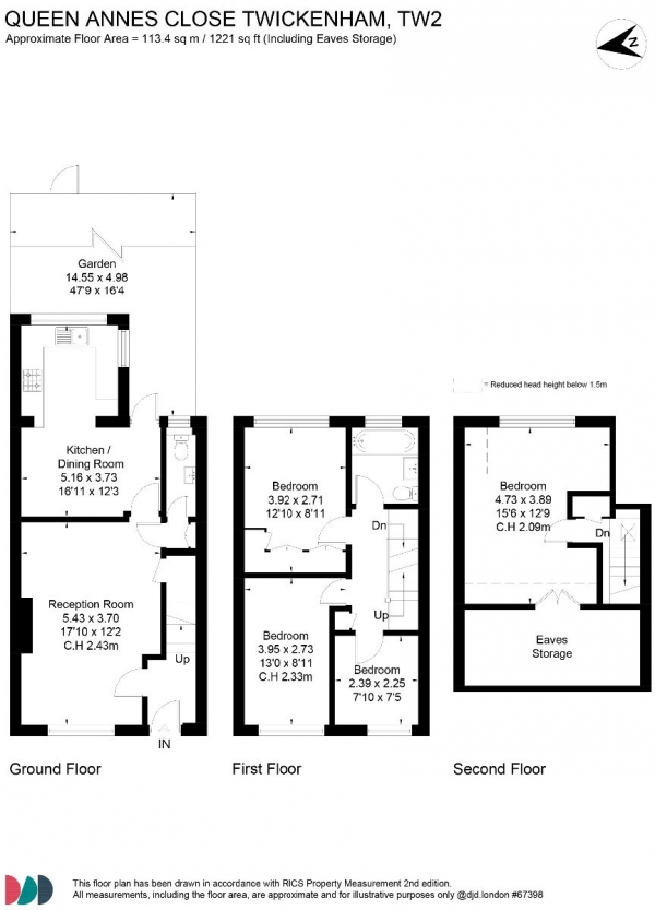 Floor Plan Image for 4 Bedroom Terraced House for Sale in Queen Annes Close, Twickenham