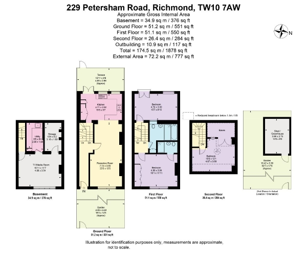 Floor Plan Image for 3 Bedroom Terraced House for Sale in Petersham Road, Richmond