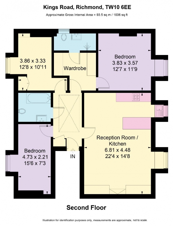 Floor Plan Image for 3 Bedroom Apartment for Sale in Kings Road, Richmond