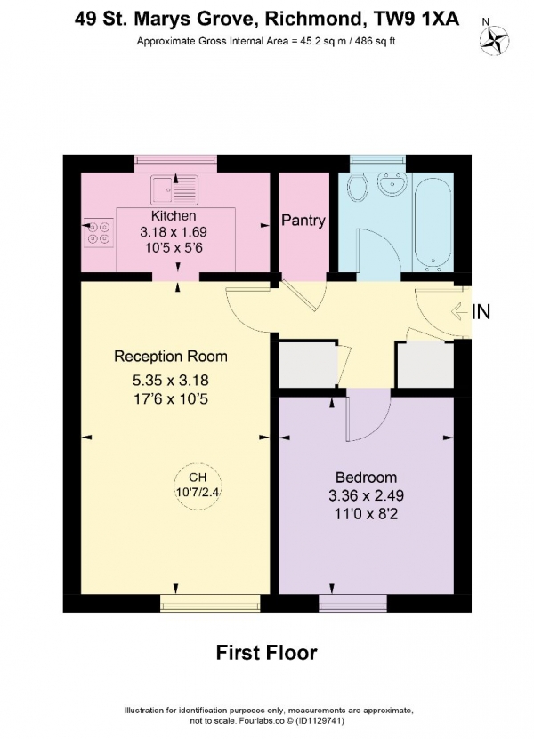 Floor Plan Image for 1 Bedroom Flat for Sale in St. Marys Grove, Richmond