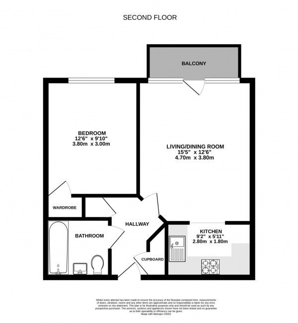 Floor Plan Image for 1 Bedroom Apartment for Sale in Caversham Place, Reading