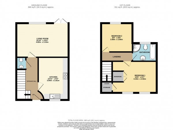 Floor Plan Image for 2 Bedroom Terraced House for Sale in Kidmore End Road, Emmer Green