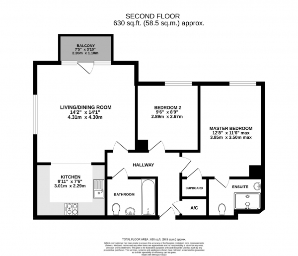 Floor Plan Image for 2 Bedroom Apartment for Sale in Riverside House, Reading