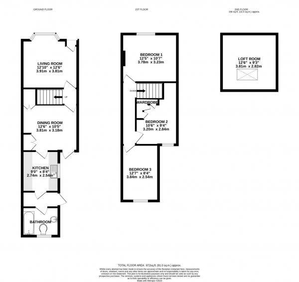 Floor Plan Image for 3 Bedroom Terraced House for Sale in Mill Road, Caversham