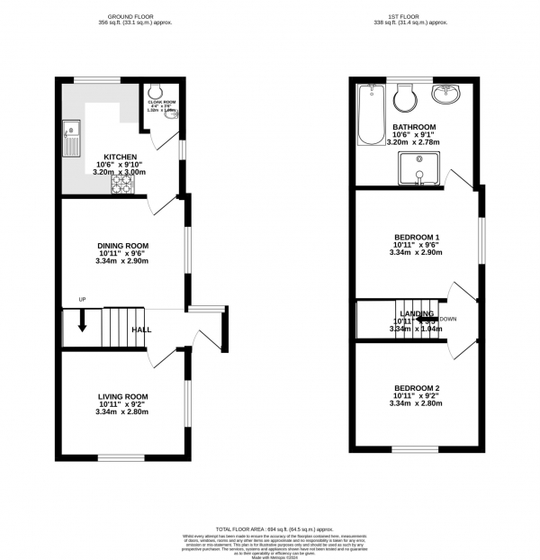 Floor Plan Image for 2 Bedroom Semi-Detached House for Sale in Kidmore End Road, Emmer Green