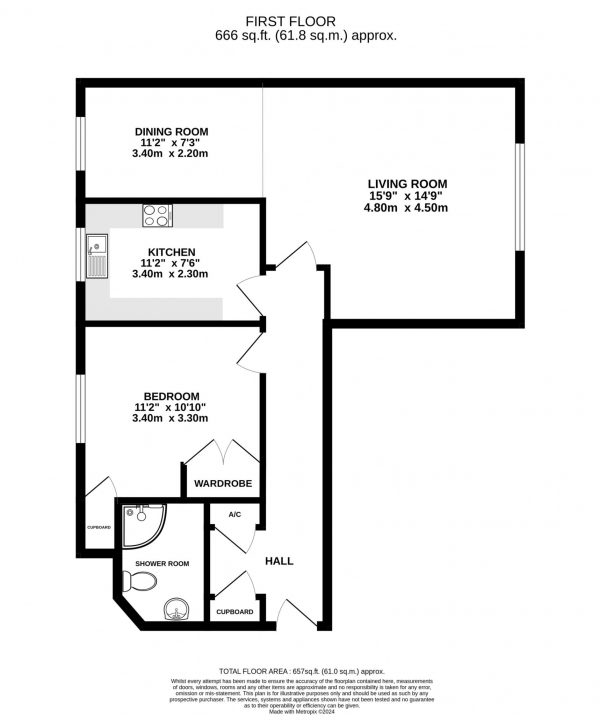 Floor Plan Image for 1 Bedroom Retirement Property for Sale in Chiltern Court, Emmer Green