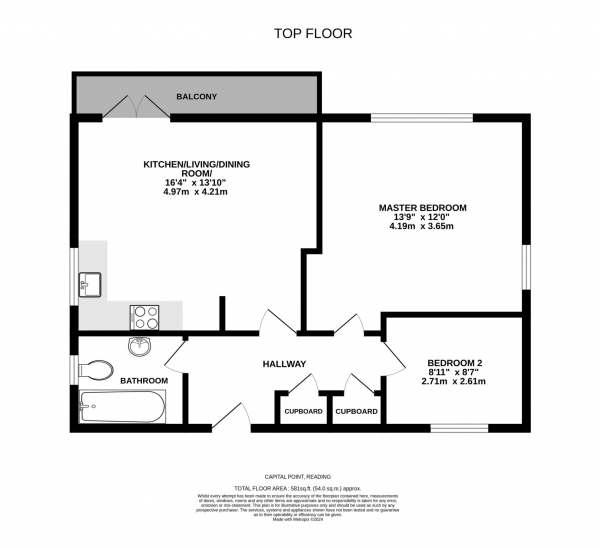 Floor Plan Image for 2 Bedroom Apartment for Sale in Temple Place, Reading