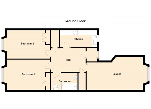 Floor Plan for 2 Bedroom Ground Flat for Sale in Braehead, Methven Walk, Dundee, Angus, DD2 3FJ, DD2, 3FJ - Offers Over &pound99,995