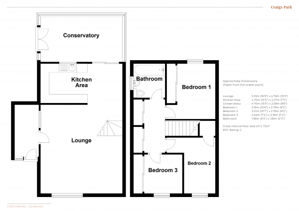 Floor Plan Image for 3 Bedroom Semi-Detached House for Sale in , Corstorphine, Edinburgh, EH12 8UN