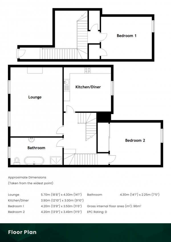 Floor Plan Image for 2 Bedroom Town House for Sale in Barns Terrace, Ayr, South Ayrshire, KA7 2DB