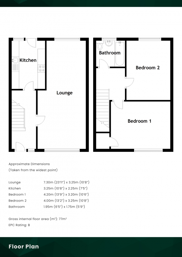 Floor Plan Image for 2 Bedroom Terraced House for Sale in Overton Mains, Kirkcaldy, Fife, KY1 3JS