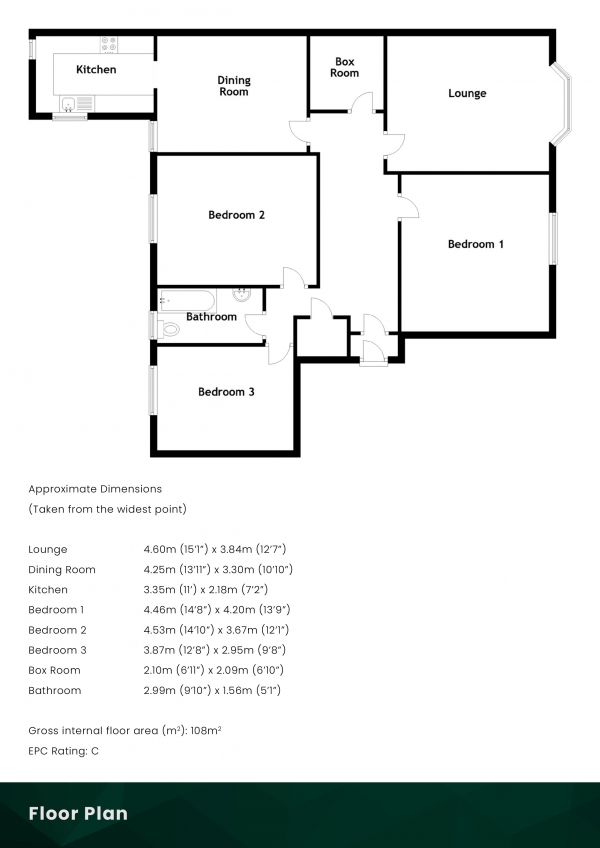 Floor Plan Image for 3 Bedroom Flat for Sale in Jessfield Terrace, Newhaven, Edinburgh, EH6 4JR